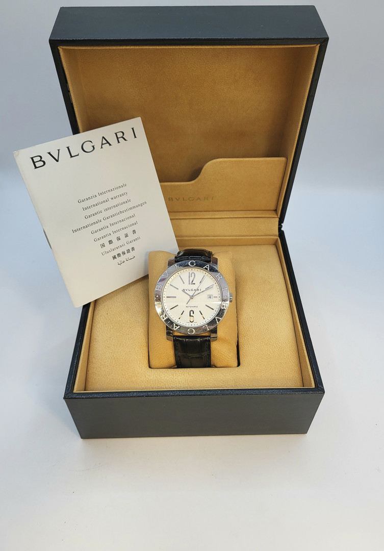 Orologio e fibbia deployante acciaio Bulgari con scatola e garanzia a corredo