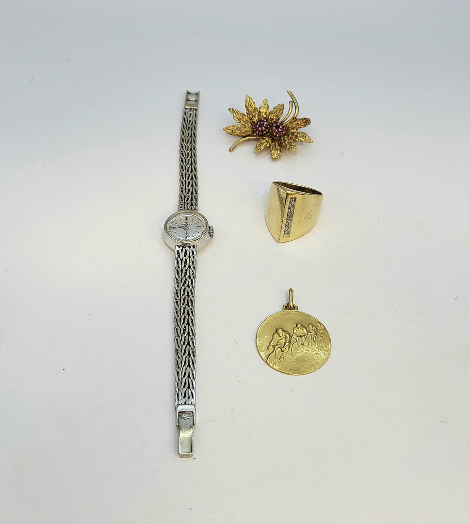 Orologio anello spilla ciondolo oro pietre diamantini