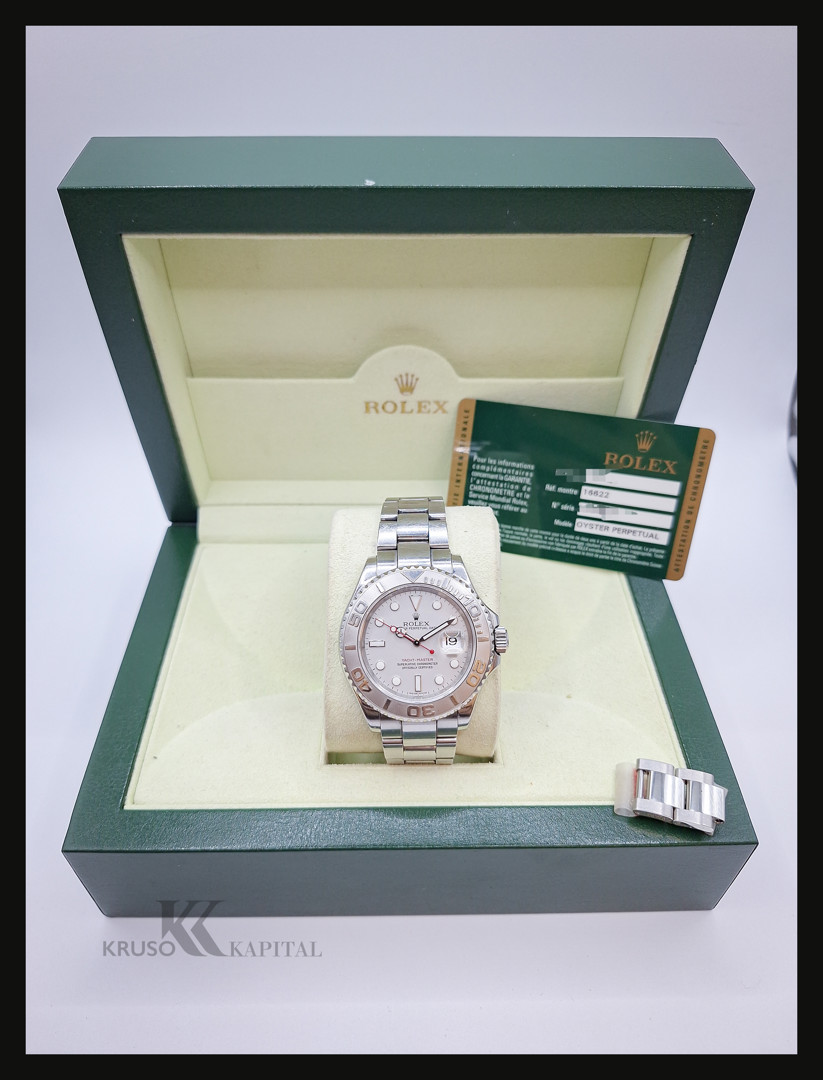 Orologio acciaio Rolex Yacht Master lunetta platino con scatola e garanzia a corredo