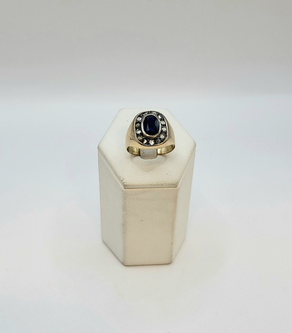 Anello oro argento diamanti pietra