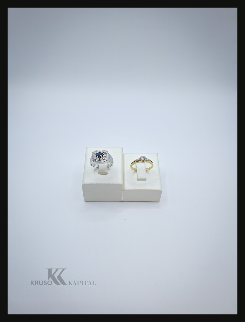 Due anelli oro pietra diamanti