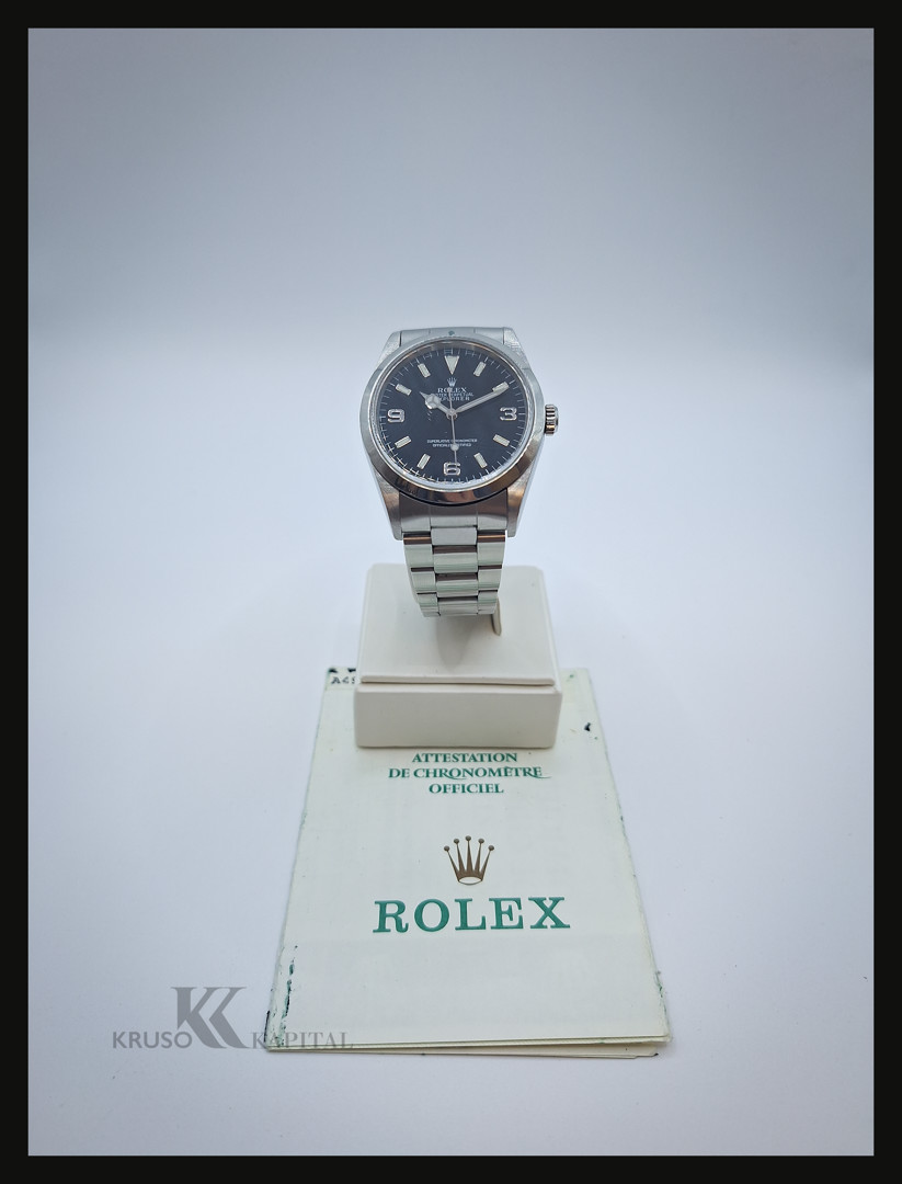 Bracciale con orologio acciaio Rolex Explorer con scatola e garanzia a corredo