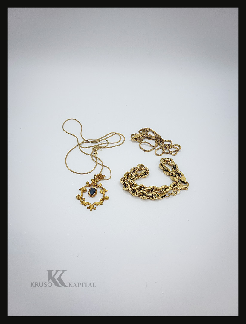 Bracciale due collane ciondolo oro pietra