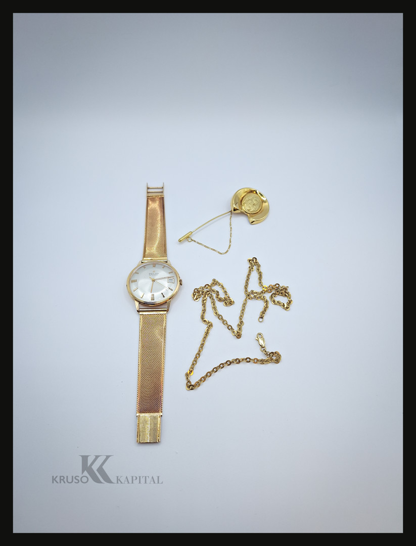 Collana spilla oro e orologio oro Zenith con bracciale oro