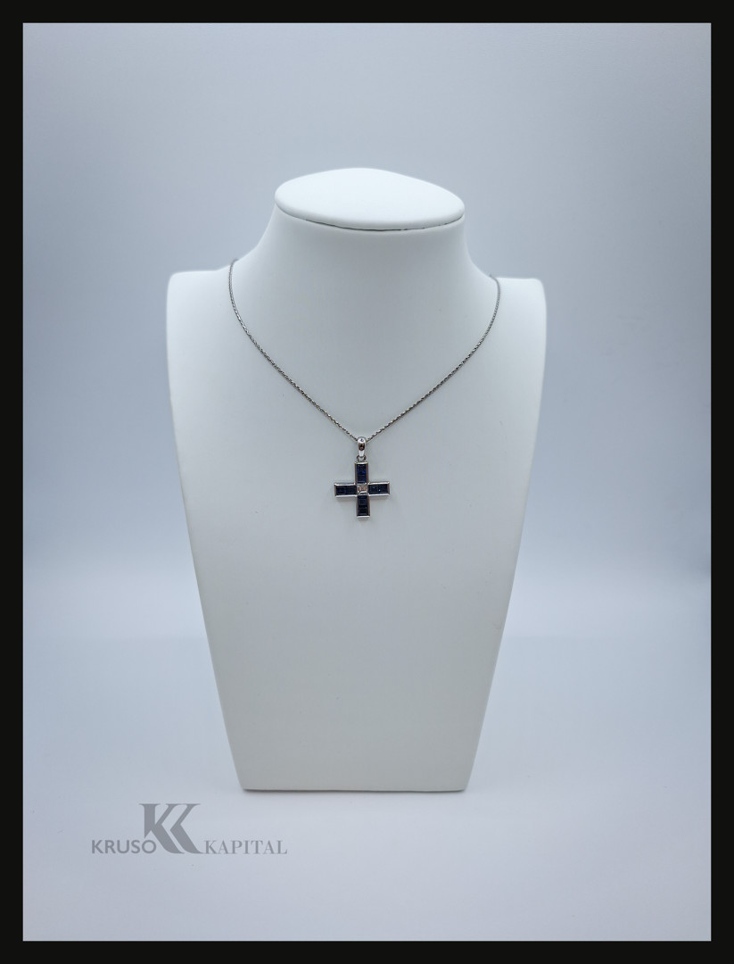 Catenina con croce oro con pietre e diamante