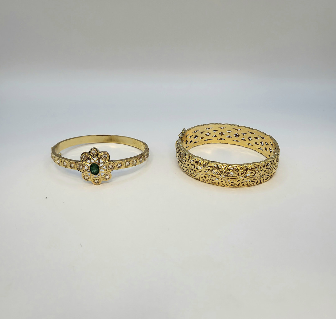 2 bracciali oro pietre diamanti