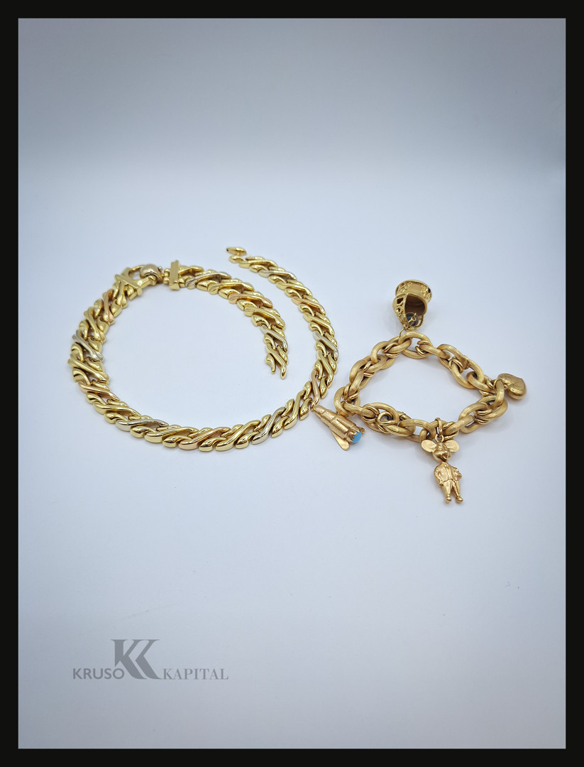 Collana e bracciale oro pietre