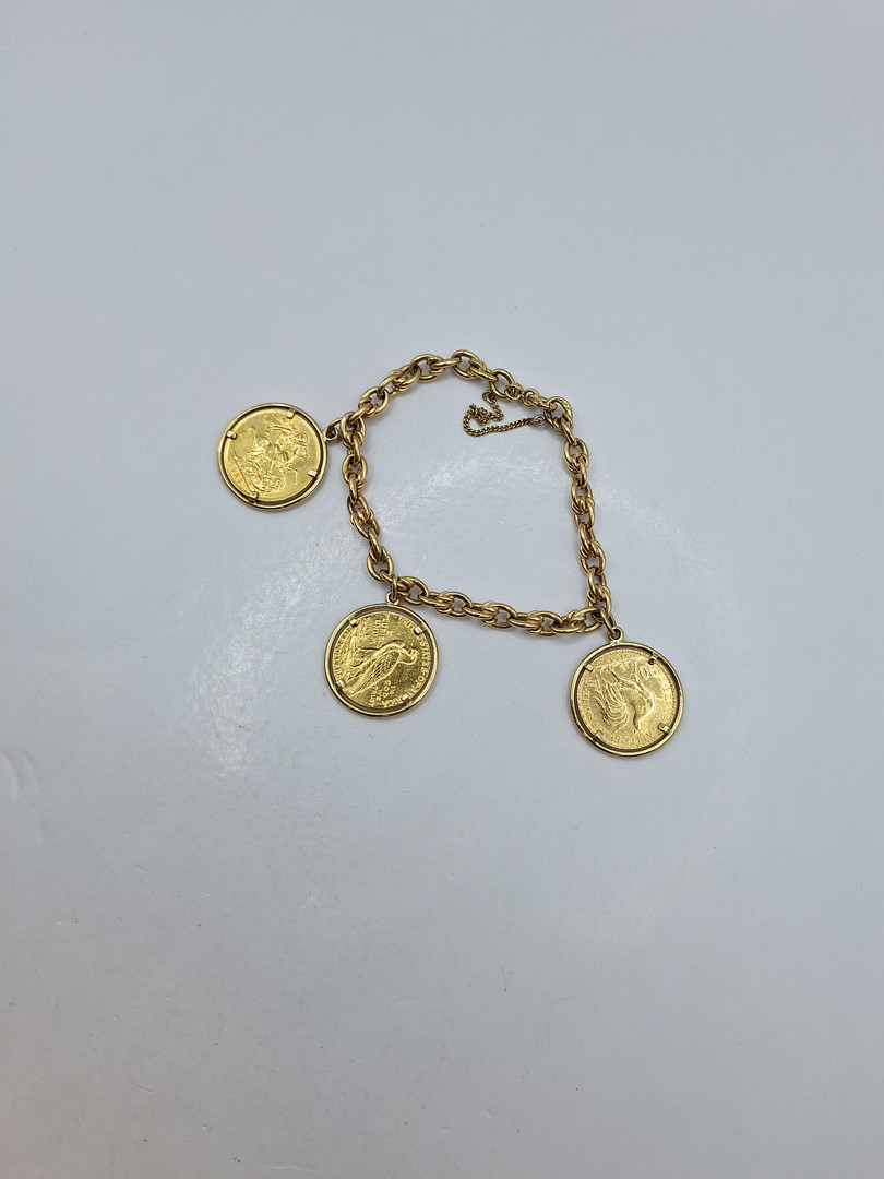 Bracciale oro con tre monete oro