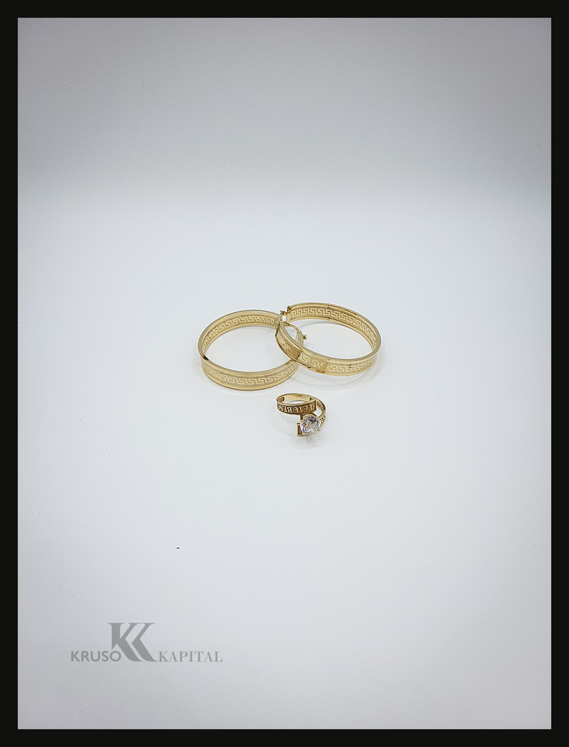 Anello e un paio di orecchini oro pietra