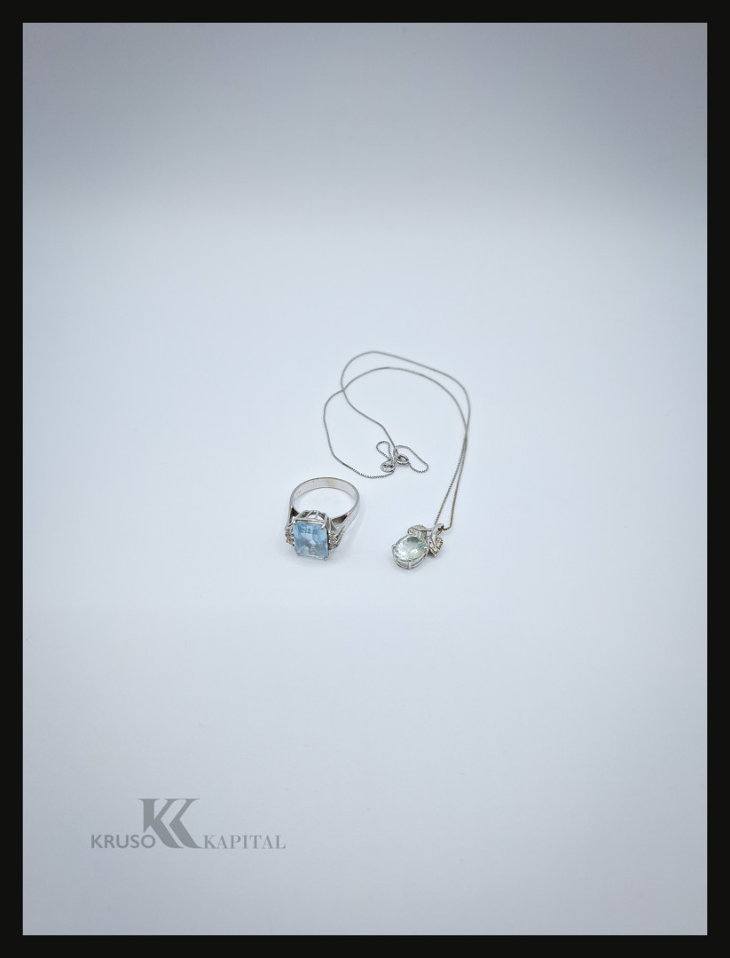 Anello collana e ciondolo oro pietre diamantini