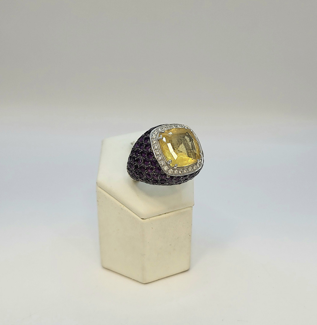 Anello oro diamantini pietre