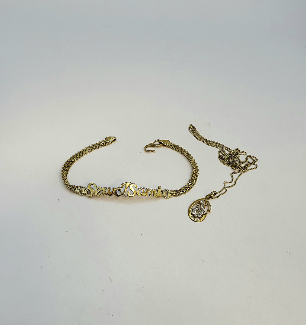 Bracciale collana e ciondolo oro pietre 
